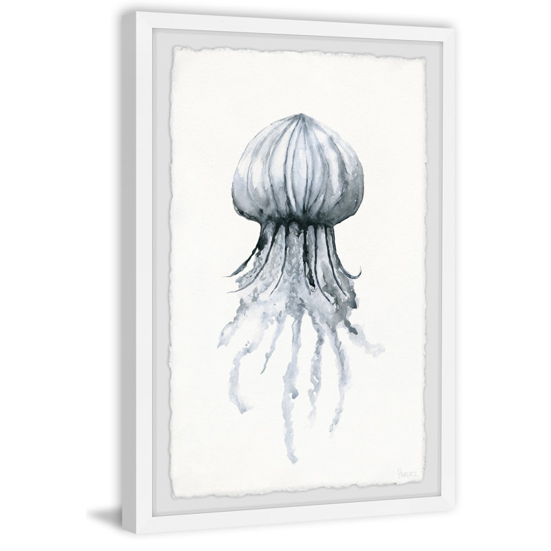 Floating Jellyfish by Parvez Taj - Single Picture Frame Painting, 91 cm H x 61 cm W