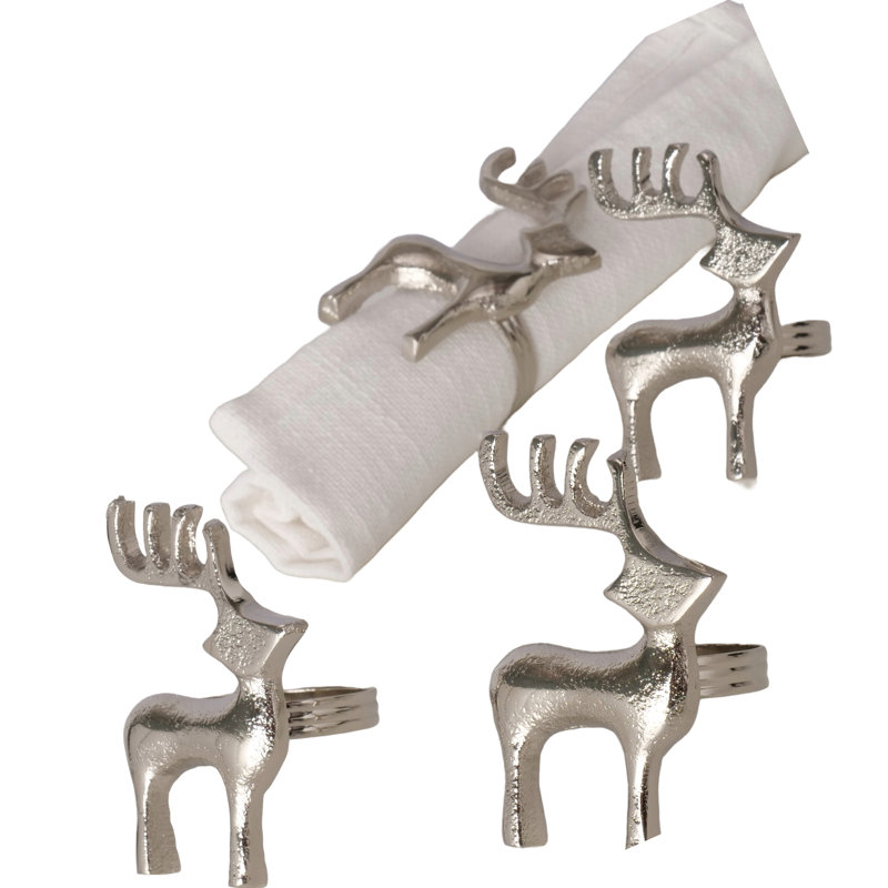 Ensemble de 4 anneaux de serviette rustiques en argent