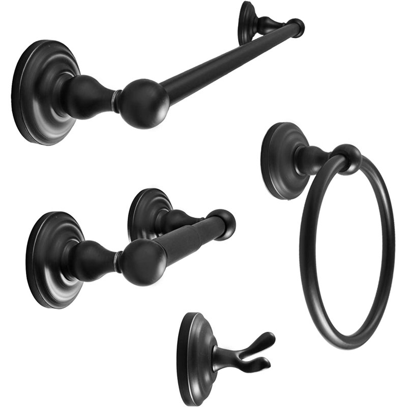 Ensemble de quincaillerie de salle de bain 4 pièces Robiki, Noir mat
