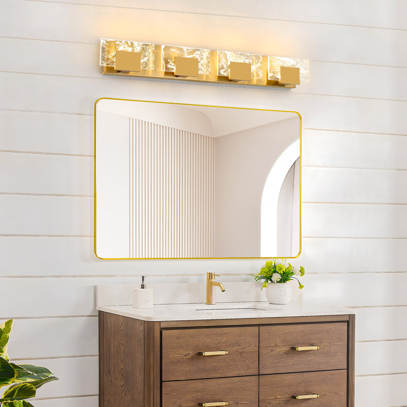 Éclairage pour meuble-lavabo moderne 4 lumières 4 lumières, Doré