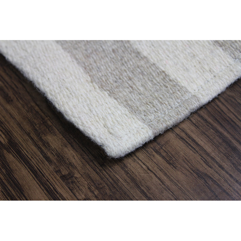 Tapis décoratif gris en laine noué à la main à motif géométrique Bernie, Rectangle de 8 pi x 10 pi