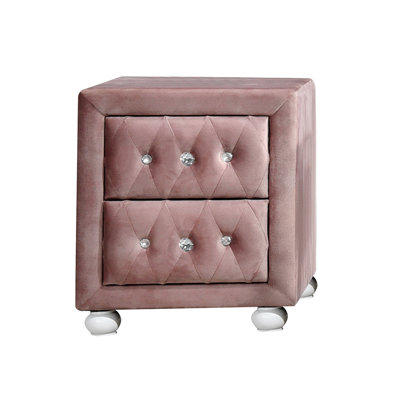 Pink 2 Drawers Nightstand