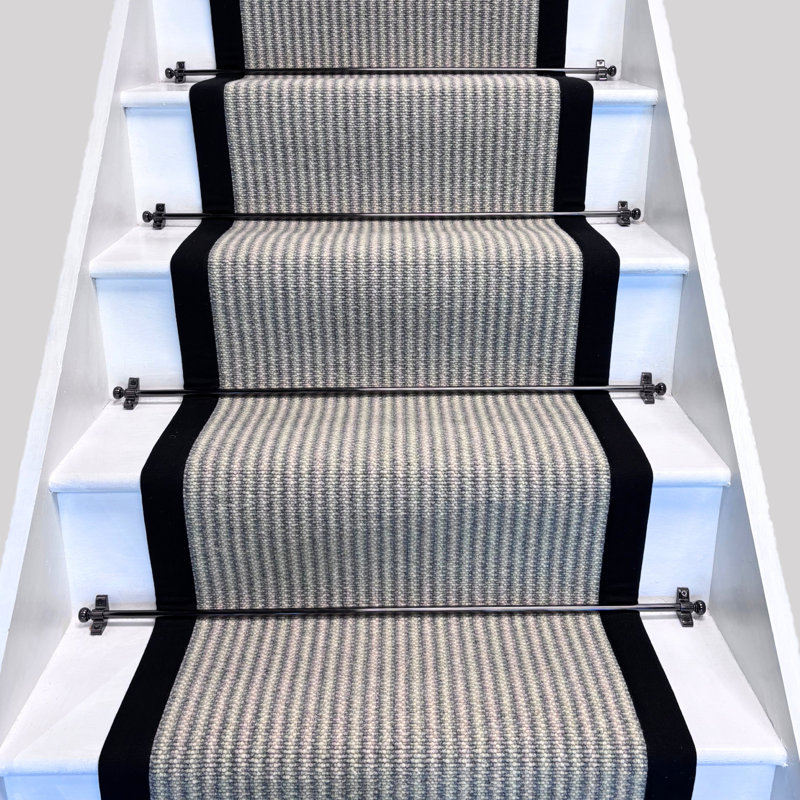 Stair Runner Striped Wool Looped / Hooked Area Rug, Stair Runner 50 cm x 600 cm