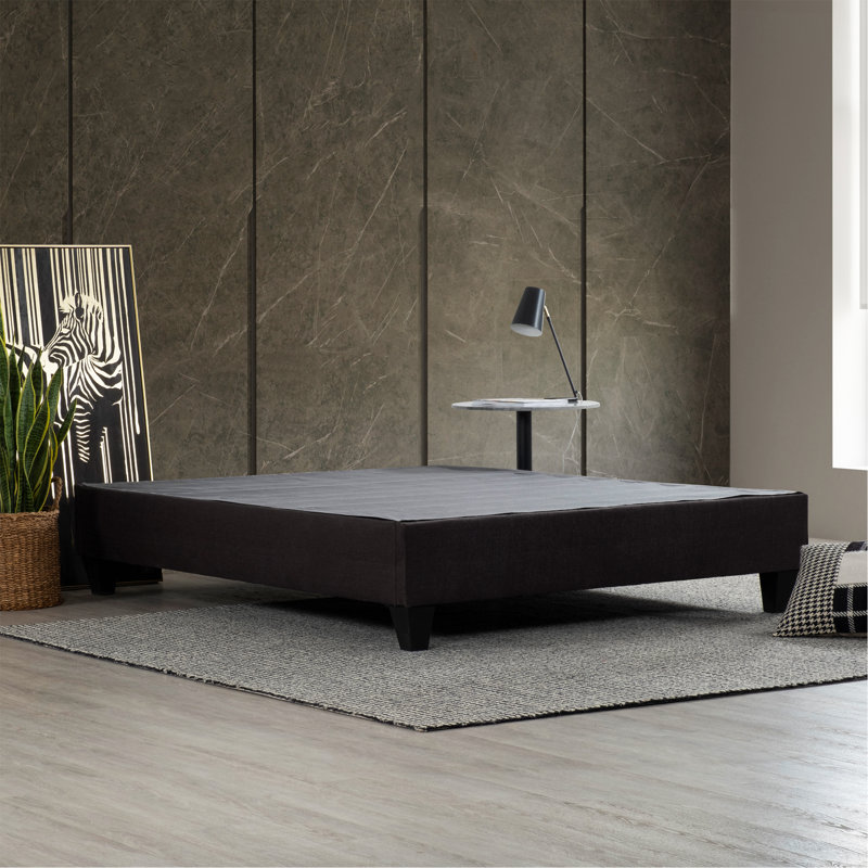 Modern Dark Grey Upholstered Platform Bed Frame, Full