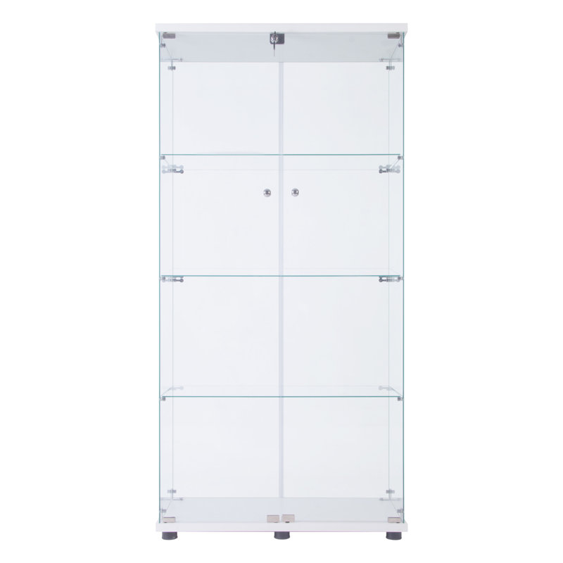 Armoire vitrée à 2 portes avec 4 lumières DEL, Blanc