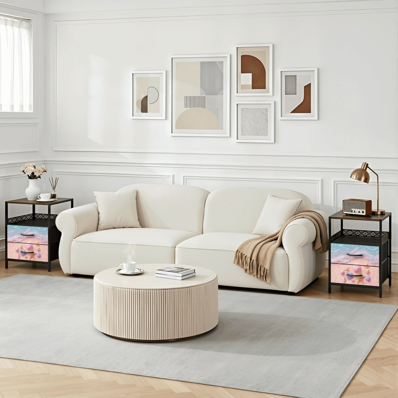 Table de chevet 2 tiroirs avec station de charge, table de chevet de chambre à coucher avec ports USB et prises USB