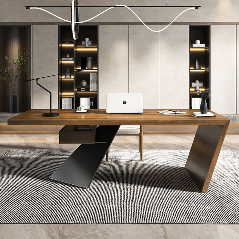 Bureau rectangulaire en bois massif brun, H 29,53 po x l 62,99 po x P 27,56 po
