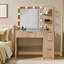 92cm W Modern Dressing Table with 4 Drawers, 3-Colour LED Mirror & Built-In Power-377314419