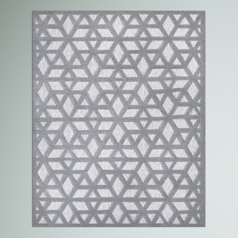 Tapis intérieur / extérieur gris clair Raeshelle, Rectangle 7 pi 9 po x 10 pi