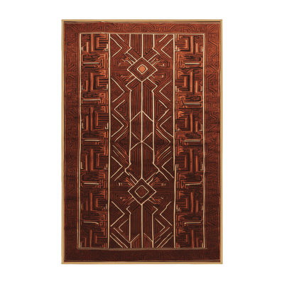 Tapis art déco brun lavable à la machine
