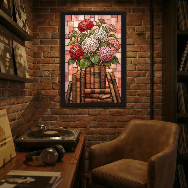 Plantes et fleurs, livres en verre coloré, reproduction d'art