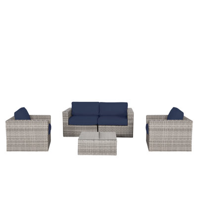 Estes Wicker Fully Assembled 4 - Person Seating Group with Cushions
