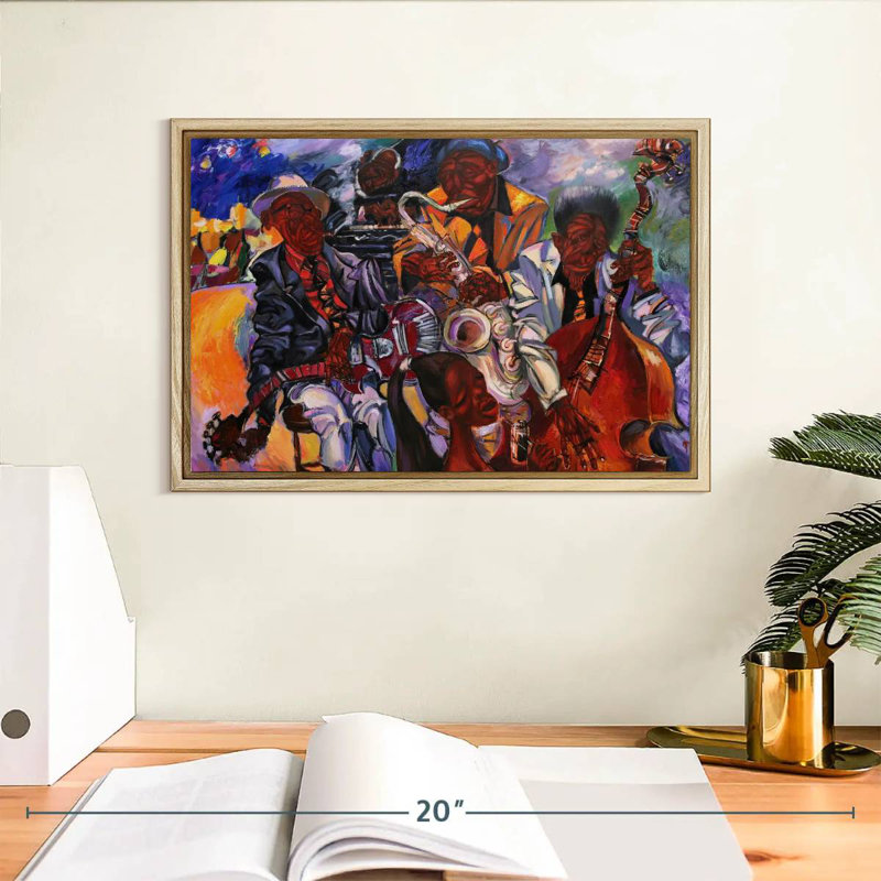 Jazz Band artistes, Cadre flottant en bois naturel, 13 po x 9 po