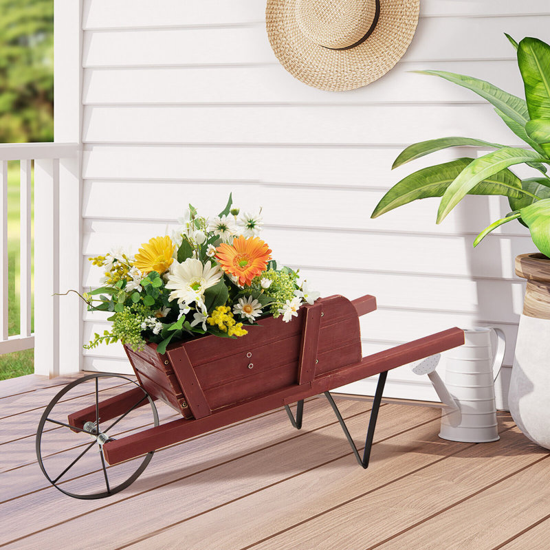 Pot en bois brouette, Rouge