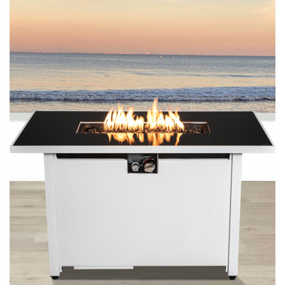Foyer moderne blanc, acier inoxydable, 50000, chaleur et rouille, avec table d'accès au réservoir en acier, blanc, couvercle et contrôle