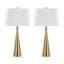 Lampe de table contemporaine en métal de 76 cm (30 po) avec revêtement en lin doré et blanc - Paquet de 2