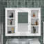 Armoire à pharmacie murale, armoire de rangement de salle de bain avec porte miroir et 6 tablettes ouvertes réglables-1086069581