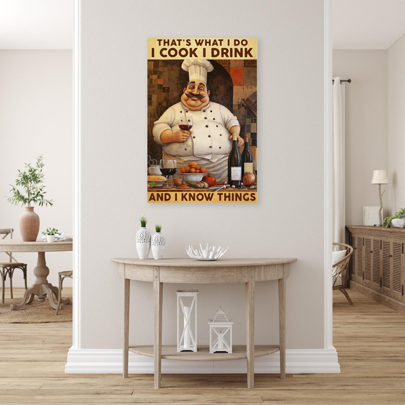 Chef I Cook I Drink, impression sur toile, H 36 po x l 24 po x P 1,25 po
