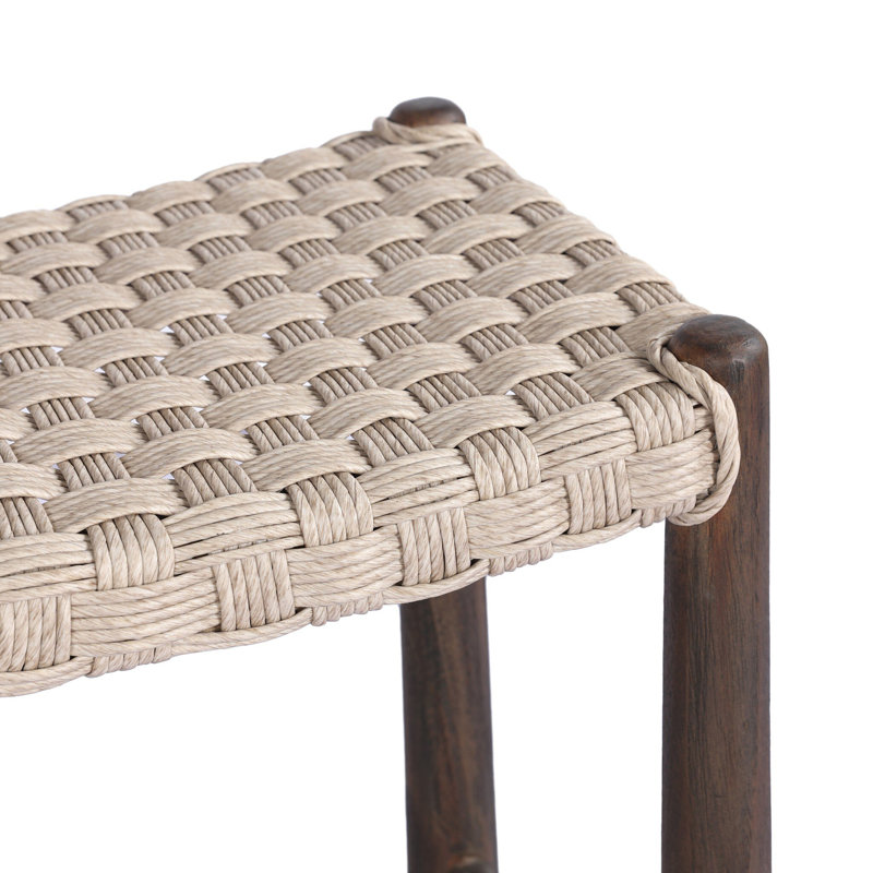 Savio Outdoor Stool-Dark Textured Woven-Counter, Beige, 25.98"
