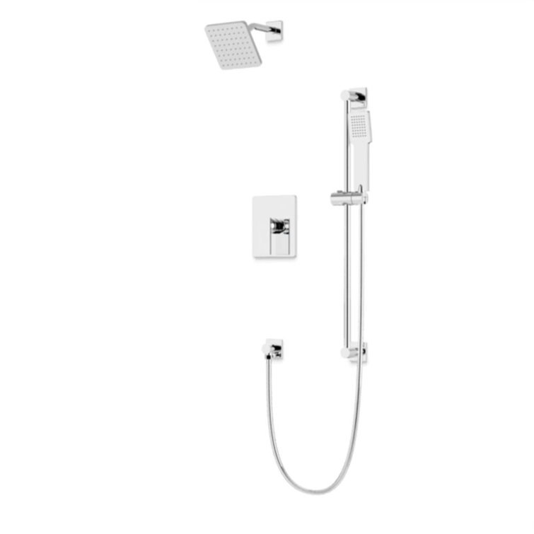 Square 2-Way Pressure Balance Shower Trim Kit With Hand Held Shower On Integrated Slide Bar Chrome