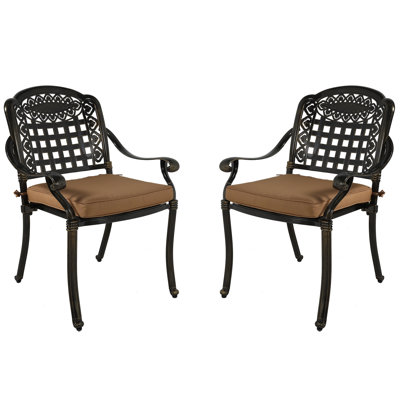 MEETWARM 2 Piece Patio Dining Chairs with Cushions, Outdoor All-Weather Cast Aluminum Chairs, Patio Bistro Dining Chair Set by MEETWARM