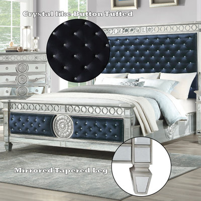 Queen Size Solid Wood Upholstered Platform Bed