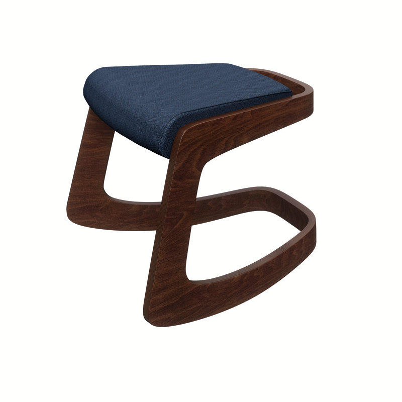 Tabouret Makau, Bleu marine, Bois foncé