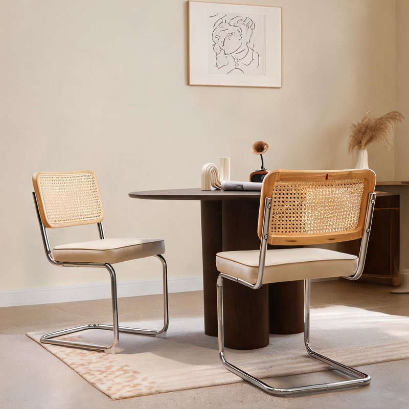 Ensemble de 2 chaises d'appoint rembourrées en velours, structure chromée de style Mid-Century moderne, finition dorée