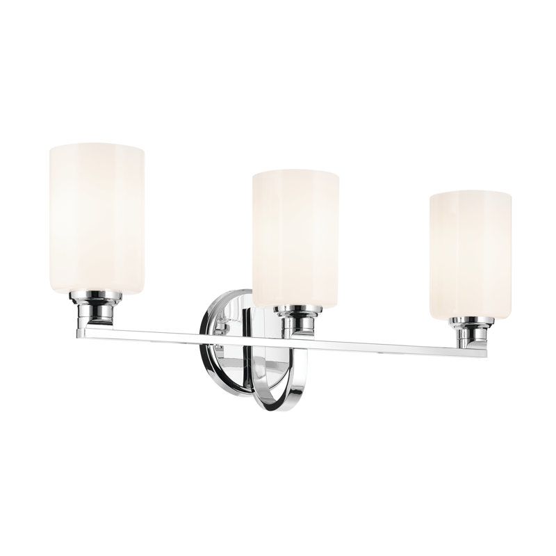24.25" 3-Light Vanity Light with Glass, Opal Etched, Chrome