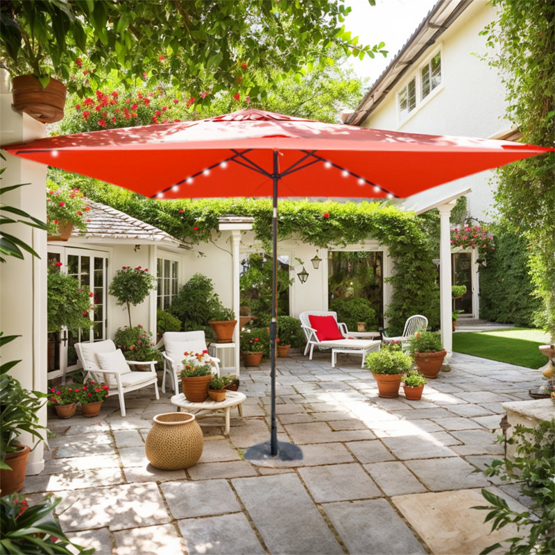 Parasol de plage rectangulaire éclairé 120 po x 78 po Brylor, Rouge