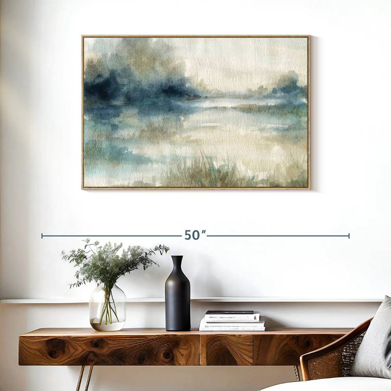 Still Still Waters II, Cadre flottant en bois naturel, 37 po x 25 po