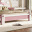 Lit plateforme tapissier pour enfant pleine grandeur en forme de chat, cadre de lit pour enfant à profil bas de style princesse, blanc et rose-1519745803