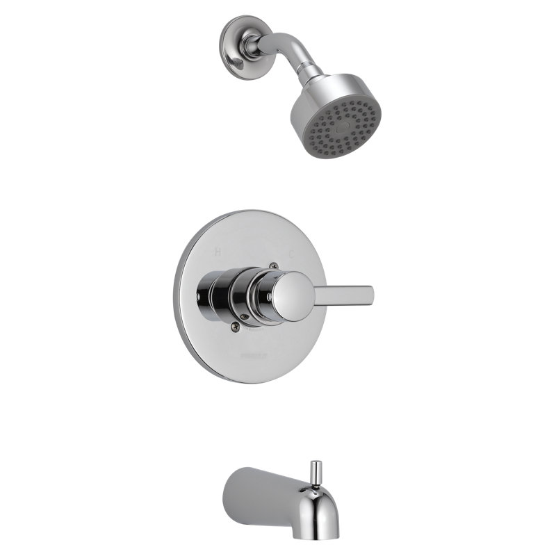 Ensemble de garniture de baignoire et douche à pression équilibrée Apex avec poignée levier simple, Chrome chrome