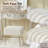 Vanity Stool With Striped Faux Fur Seat,Modern Vanity Bench Stool For Dressing Table And Bedroom, White-1132620983