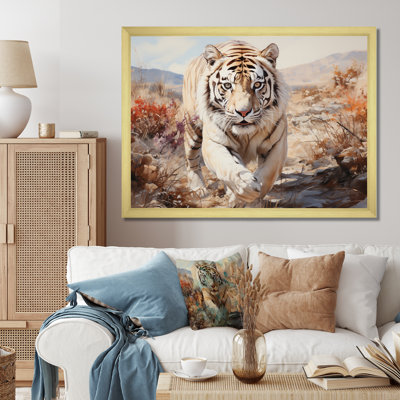 «White Tiger On Rolling Grassland II», reproduction d'art sur toile