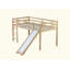 Lit mezzanine bas avec glissade, échelle, garde-corps de sécurité, lit mezzanine en bois d'hévéa