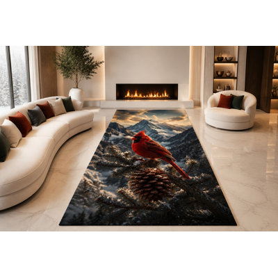 Tapis «Ultra Light» de 6 pi 7 po x 9 pi 10 po Cardinal Snow Peaks pour salon, chambre à coucher et bureau à domicile, tapis doux à poils courts avec envers antidérapant en silicone, rouge et gris