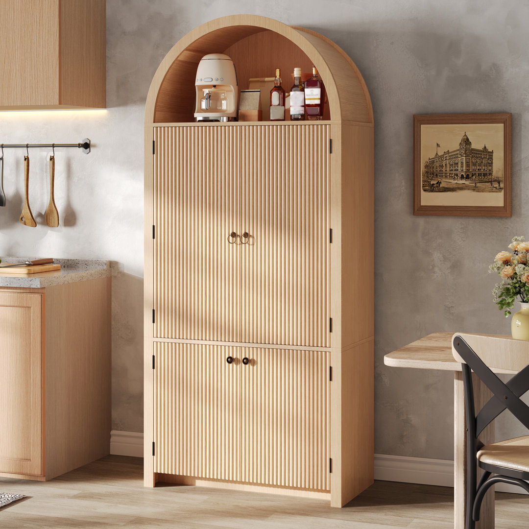 180 Cm Tall Storage Cabinet With Glass Doors