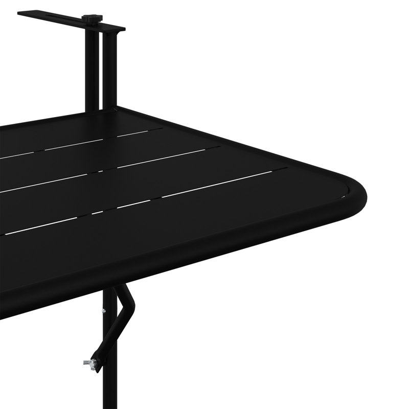 Balcony Table Metal Medium Collapsible Patio Table, Black
