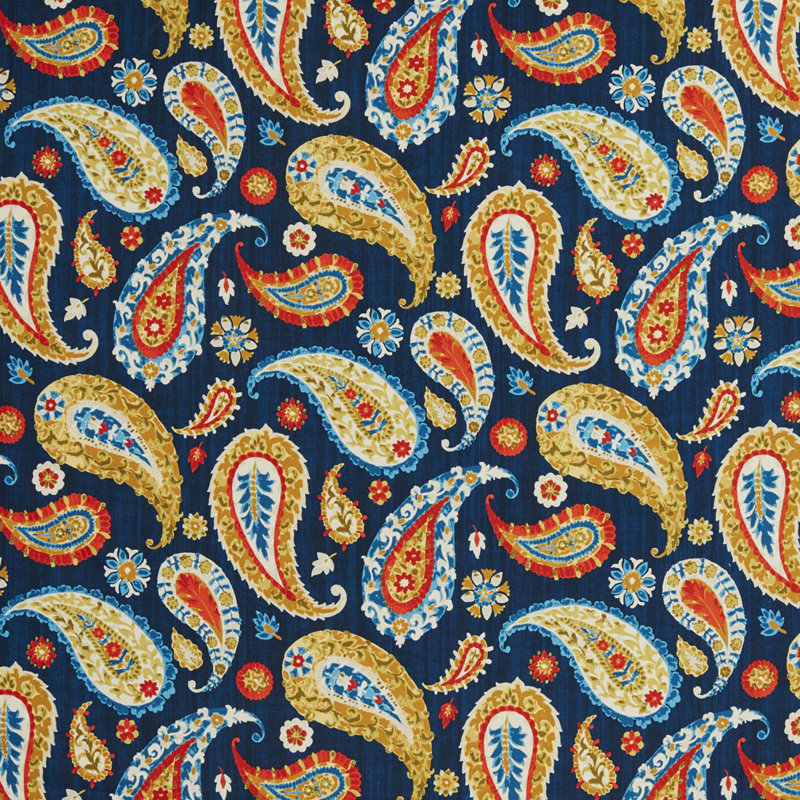 Tissu d’impression motif cachemire, Bleu / Orange