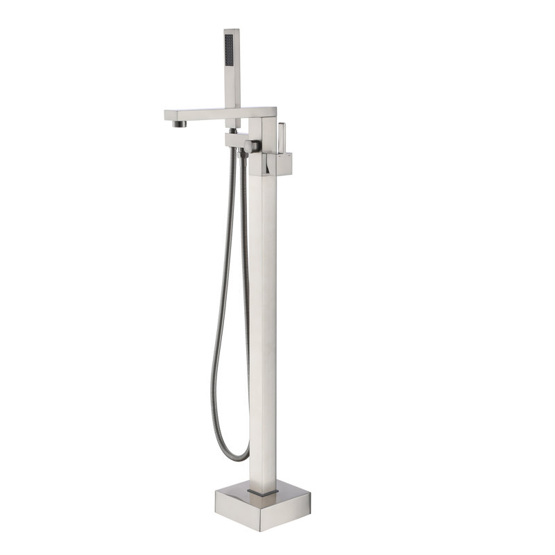 Calder 1 Handle Floor Tub Filler with Diverter, Brush Nickel