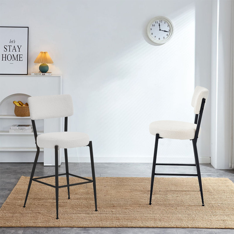 Upholstered Counter Stool, Black, White