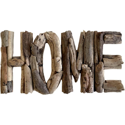 Rustic Driftwood 'HOME' Wall Décor Sign - Hand Crafted Beach & Coastal Accent Piece