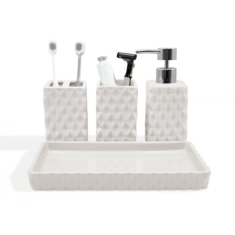 Ensemble d'accessoires de salle de bain 4 pièces Ashford, White