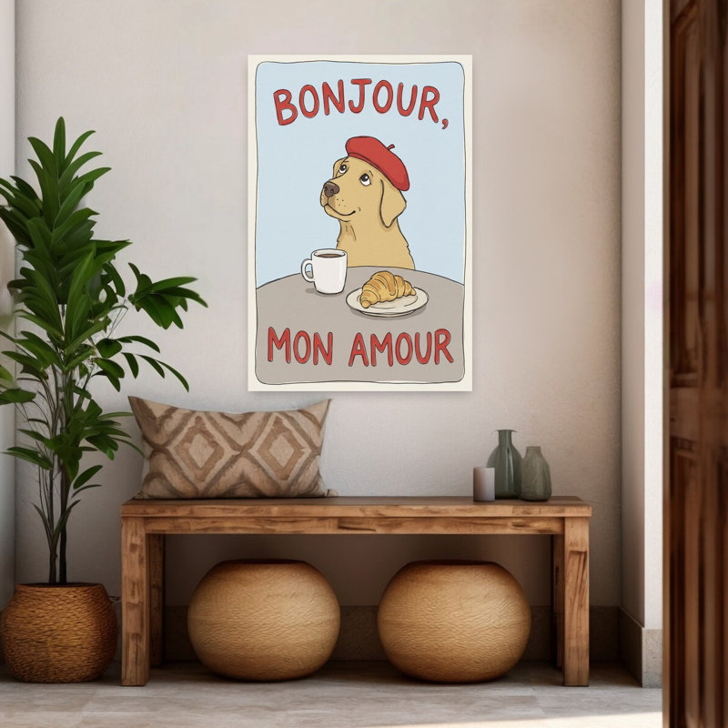 «Bonjour Mon Amour Dog», reproduction d'art murale, 48" H x 32" W