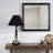 Glossy Black And Brass Metal Tall Candlestick Table Lamp