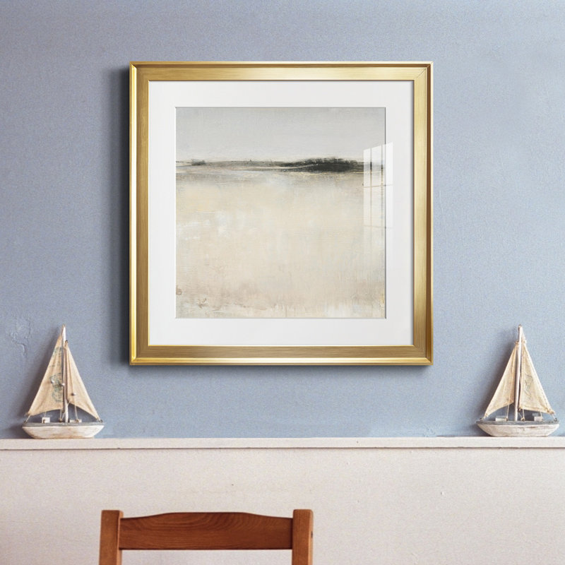 «Subtle Scape I», reproduction encadrée de qualité supérieure - prête à être accrochée, Papier avec cadre doré, Blanc