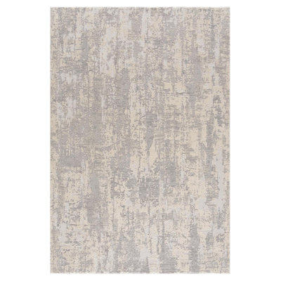 Tapis abstrait gris et beige 2 pi x 4 pi