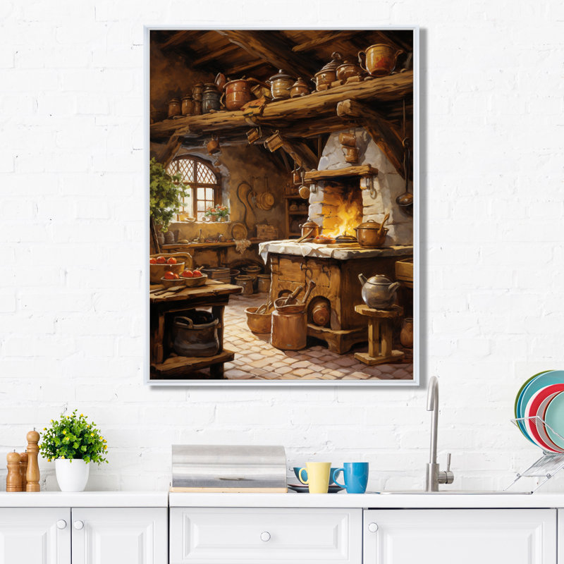 «Food Rustic Kitchen I - Coffee», impression sur toile, art mural, H 40 po x l 30 po, Cadre flottant blanc