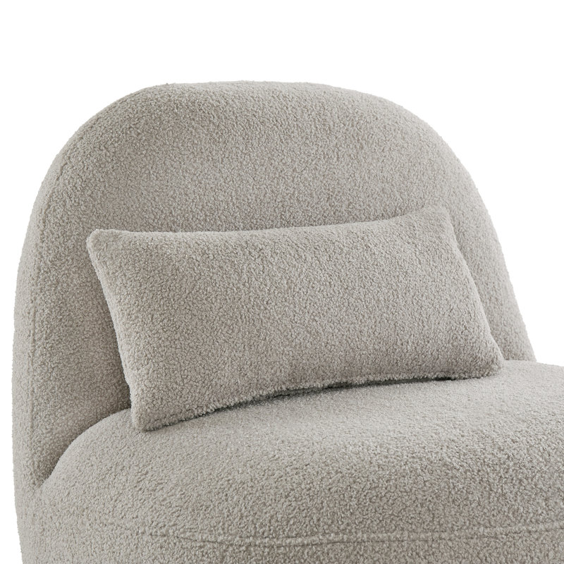 Doniphan Modern Boucle Lounge Chair With Rounded Design And Lumbar Pillow - Chair With Pillow, Gray Fabric